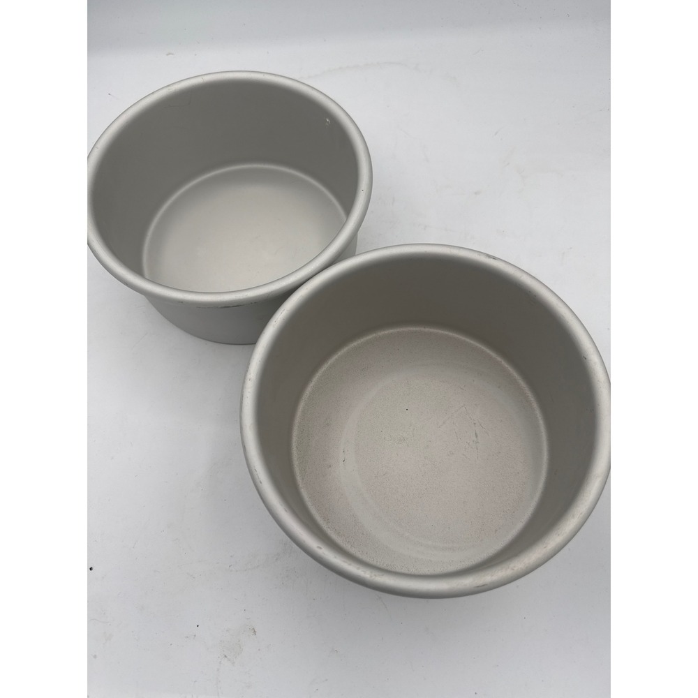 Set of 2 Round Aluminum Deep Cake Pans Silver Professional Baking Tins